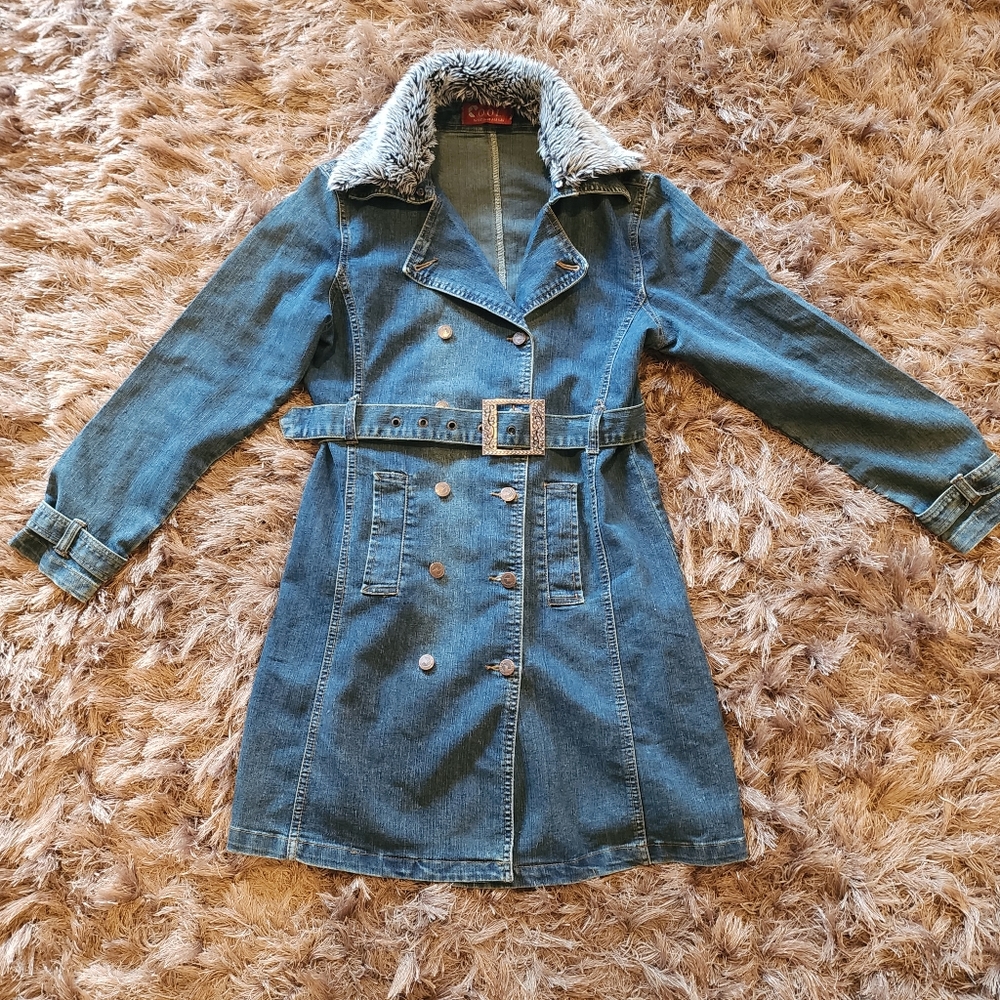 Denim Jacket Trench Coat Double Buttoned